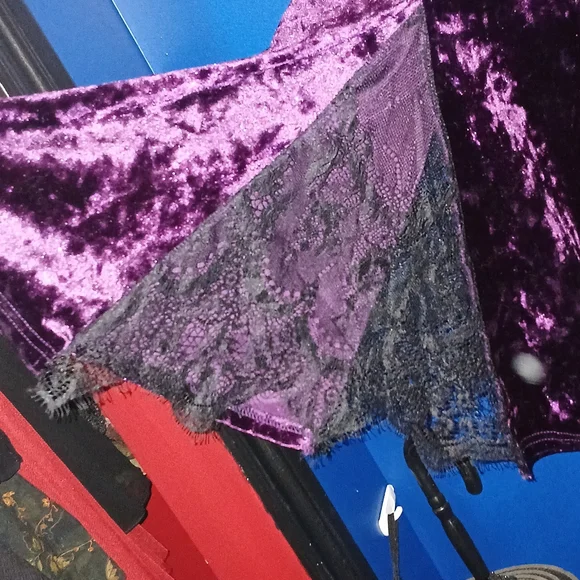 ROMWE Purple Velvet Gothic Mini Dress - Picture 3 of 4